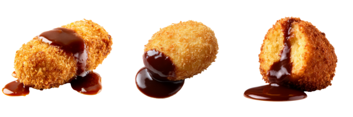 Delicious croquettes with sauce on transparent background culinary delight studio shot