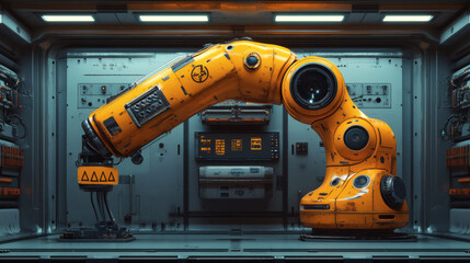 Create a minimalist industrial depiction of a robotics