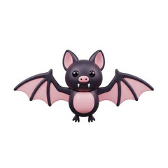 Obraz premium A black bat with pink wings and belly flying against a white background