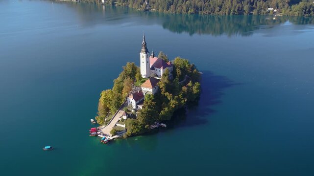 Church on Bled Island from above