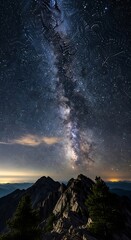 Fototapeta premium Milky Way Galaxy Night Sky Landscape.