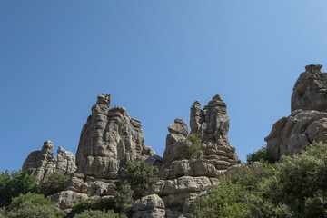 Karst landscape featuring the typical limestone tors of Torcal de Antequera Natural Park