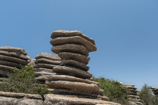 Natural Monument El Tornillo del Torcal,  screw-shaped tor created by the differential erosion of limestone strata