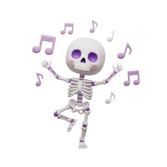 Fototapeta premium A dancing skeleton surrounded by musical notes in a lively atmosphere