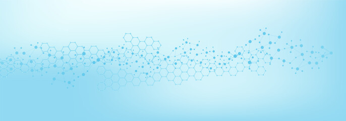 Molecular structure DNA, atom, neurons. Medical, technology, chemistry, science background. Science concept for your design. Connected lines with dots. Vector illustration.