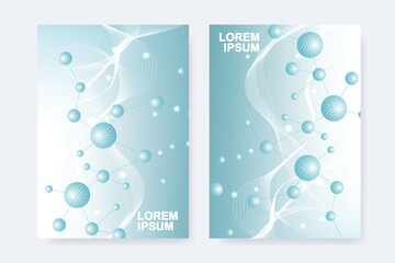 Modern templates for brochure magazine leaflet flyer cover booklet annual report. Modern futuristic hexagonal pattern with particle, molecule structure for medical, technology, chemistry, science.