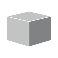 3D gray cube on white background