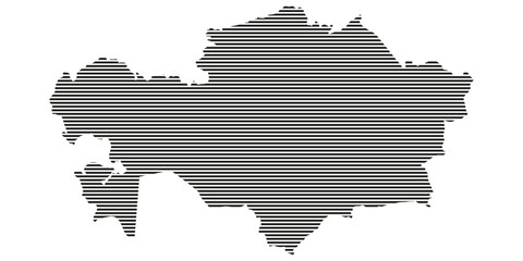 Kazakhstan country map striped lines pattern illustration