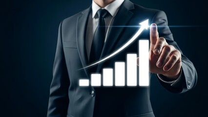 Businessman interacting with rising graph and bar chart