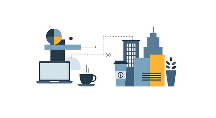 Obraz premium Business productivity and city life balance.