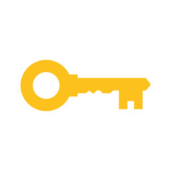 Yellow key icon on white background