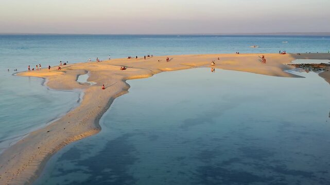 Sandbar and shallow turquoise sea