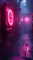  Create a neon-lit depiction of an assembly line wallpaper