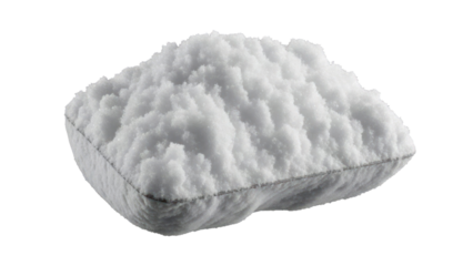 A close-up view of a pile of white granular salt isolated on transparent background