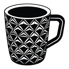 &ldquo;Geometric Pattern Coffee Mug &ndash; Black and White Ceramic Cup Vector Illustration Isolated on White Background&rdquo;