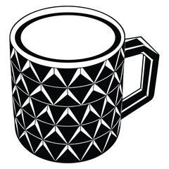 &ldquo;Geometric Pattern Coffee Mug &ndash; Black and White Ceramic Cup Vector Illustration Isolated on White Background&rdquo;