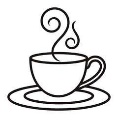 &ldquo;Coffee Cup Line Icons Set &ndash; Steaming Hot Beverage Mug Black and White Vector Illustration Isolated on White Background&rdquo;