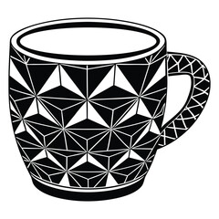 &ldquo;Geometric Pattern Coffee Mug &ndash; Black and White Ceramic Cup Vector Illustration Isolated on White Background&rdquo;