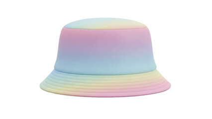 Fototapeta premium Pastel colored bucket hat with soft rainbow gradient on white background illustration