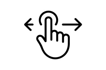 A hand icon indicates swiping action on a touch screen interface.