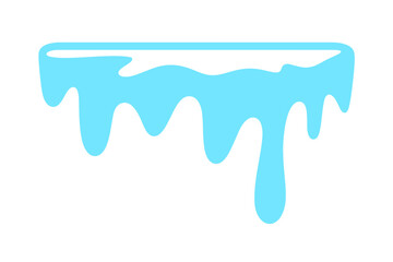 Melting ice drips down from a surface onto a white background.