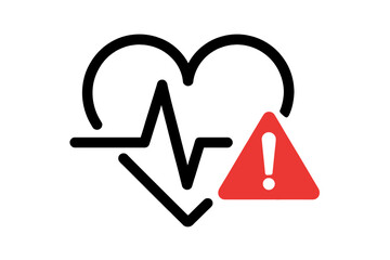 Heartbeat line with a red warning sign indicates a health alert.