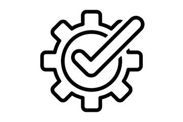 A gear with a checkmark indicating successful completion of a task.