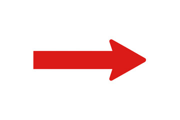 A bright red arrow points to the right on a white background.