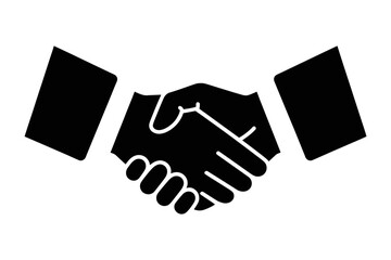 Two silhouetted hands shaking in agreement and partnership