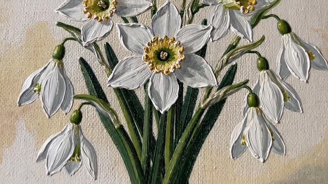White spring flower isolated on clean white background, vintage botanical painting style illustration with soft floral detail, classic elegance, and timeless natural aesthetic