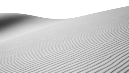 The serene beauty of windswept white sand dunes under a dark sky isolated on transparent background