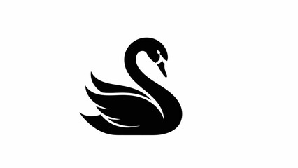 Obraz premium A simple black swan vector illustration on a white background symbolizing love, nature, and harmony between two birds