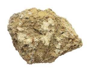 Natural dry clay lump with cracked texture isolated on transparent background