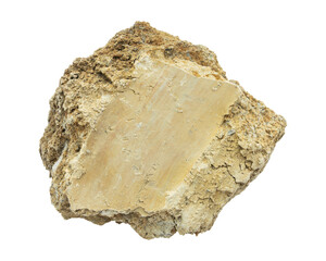 Natural dry clay lump with cracked texture isolated on transparent background
