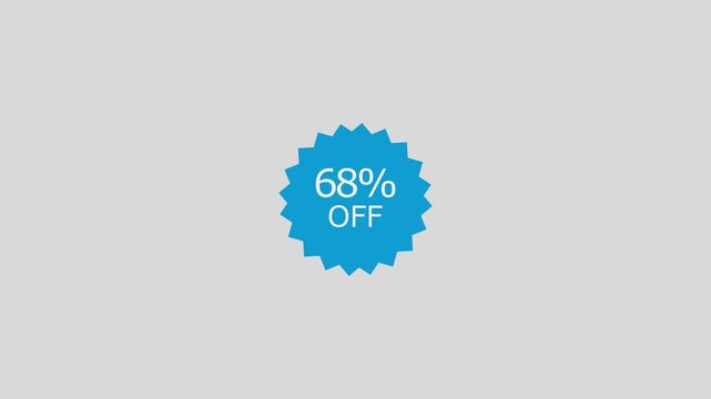 68% off business sale label icon background. 68% discount promotion icon 4k video.
