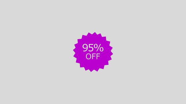 95% off business sale label icon background. 95% discount promotion icon 4k video.