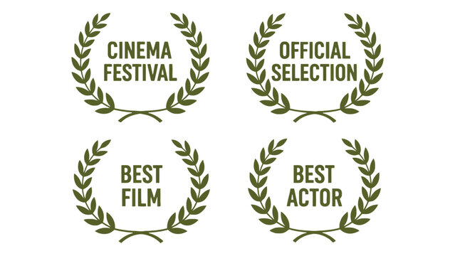 Four laurel wreath awards for cinema festival, official selection, best film, and best actor.