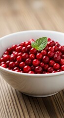 Fresh Lingonberries Served in Bowl, Healthy Fresh Food Concept, Generative AI