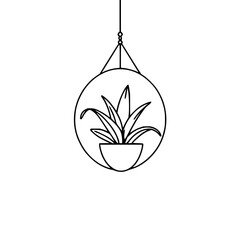 ​Geometric air plant holder, black line art, white