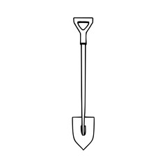 ​​​Garden dibber tool, black line art, white backg