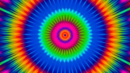 Vibrant psychedelic tie dye pattern with concentric circles and radiating colors