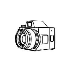 ​​​​Classic film camera roll, black line art, whit