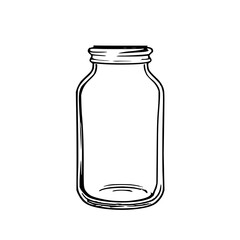 ​​Old apothecary glass jar, black line art, white