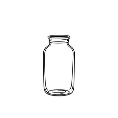 ​​Old apothecary glass jar, black line art, white