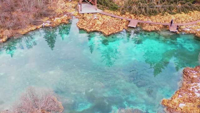 Wooden boardwalks over Zelenci springs
