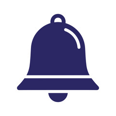 Dark blue bell icon on white background