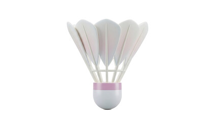 A shuttlecock flies through air with feathers spread.