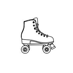 ​​​​​​Retro roller skate boot, black line art, whi