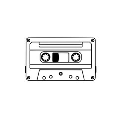 ​Vintage cassette tape illustration, black line ar