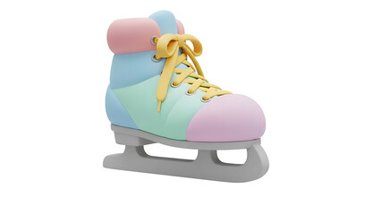Vibrant ice skate with pastel colors and yellow laces on a white background (386)_no-bg
